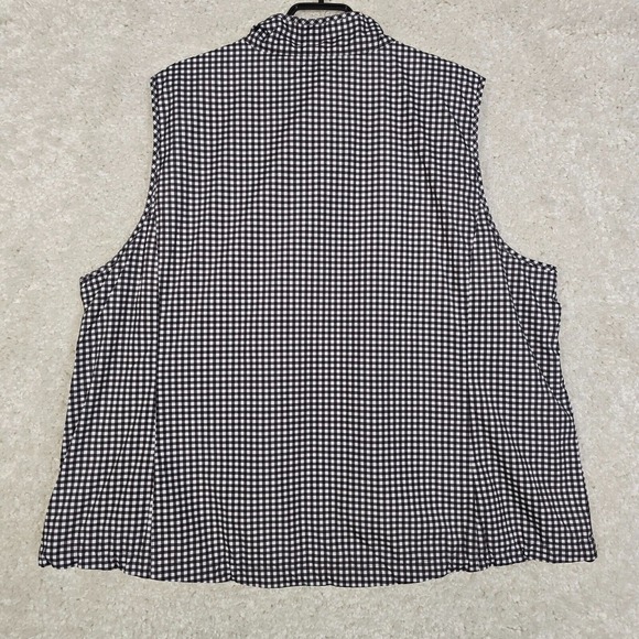T by Talbots Vest Womens 3X Black White Gingham Full‎ Zip Layering Outdoor - Picture 7 of 11